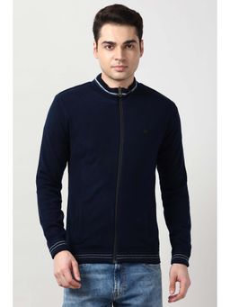 Peter England - Men Navy Blue Solid Reversible Sweater