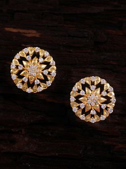 Estele - Gold Plated CZ Round Shaped Stud Earrings for Women
