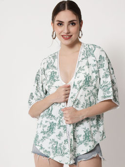 Trend Arrest - White Printed Shrug