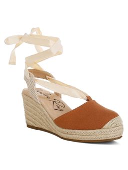 London Rag - Strappy Wedge Heel Sandals - Tan