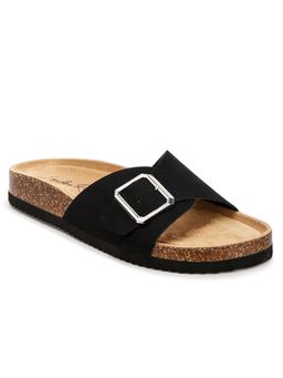 London Rag - Adjustable Buckle Closure Flats Sandals - Black
