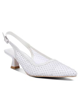 London Rag - Rhinestone Embellished Slingback Sandals - White