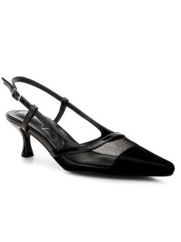 London Rag - Kitten Heel Slingback Sandals - Black