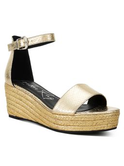 London Rag - Faux Leather Snake Wedge Espadrilles - Gold