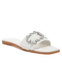 London Rag - Diamante Flat Sandals - White
