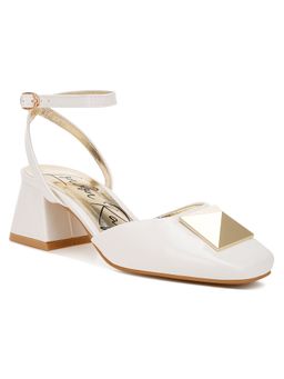 London Rag - Brooch Detail Ankle Strap Sandals - Off White