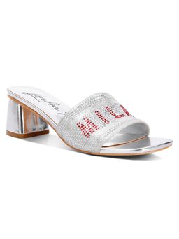 London Rag - Diamante Embellished Milan Sandals - Silver