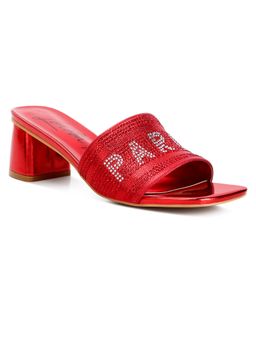 London Rag - Diamante Embellished Paris Sandals - Red