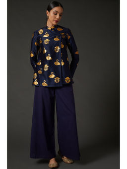 Rohit Bal - Indigo Blue & Gold Block Printed Tunic