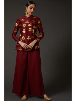 Rohit Bal - Maroon & Gold Block Printed Tunic