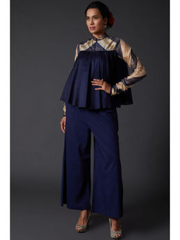 Rohit Bal - Indigo Blue Block Printed Palazzo (Set of 2)