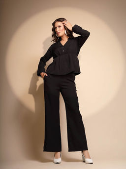 Global Republic - Black Full Sleeve Collared Necks Co-Ord (Set of 2)
