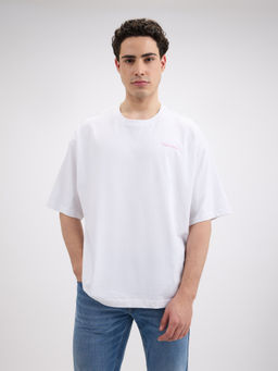 Pepe Jeans - Men White Back Print Short Sleeve Oversized T-Shirt