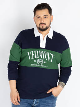 UNSIZED - Men Navy Blue Cotton Colorblock Polo T-Shirt