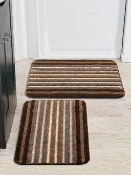 Saral Home - Brown Wow Microfiber Antiskid Bath Mat- Pack Of 2,(40X58 Cm)