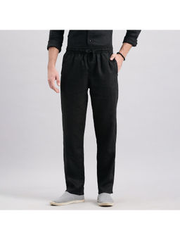 ROOKIES - Black Men Pure Linen Slim Fit Trackpant