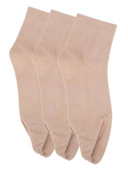 NEXT2SKIN - Womens Ankle Length Cotton Thumb Socks (Pack of 3) - Nude