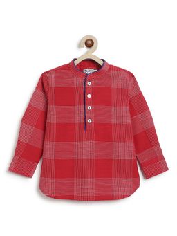 TIBER TABER - Boys Red Cotton Printed Kurta