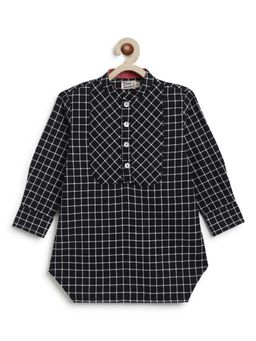 TIBER TABER - Boys Black Cotton Printed Kurta