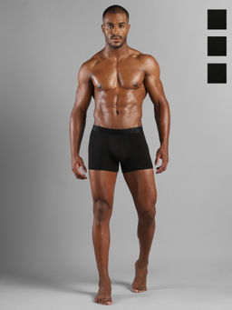 Tommy Hilfiger - Men Black Low Rise Solid Trunks (Pack of 3)