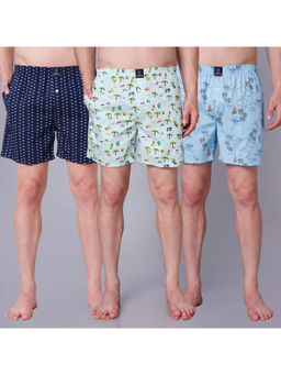 Urban Scottish - Mens Multi-Color Printed Side Pocket Boxers (Pack of 3)