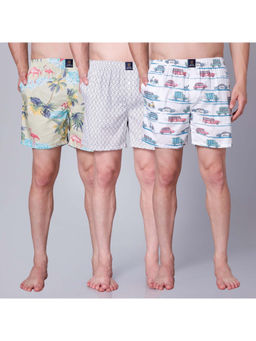 Urban Scottish - Mens Multi-Color Printed Side Pocket Boxers (Pack of 3)