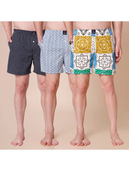 Urban Scottish - Mens Multi-Color Printed Side Pocket Boxers (Pack of 3)