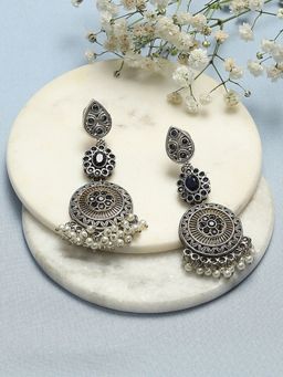 Biba - Oxid Blue Brass Oxidized Danglers Earrings