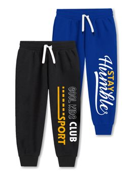 Trampoline - Kids Pack Of 2 Text Printed Track Pants-Blue and Black
