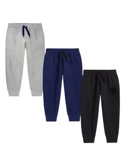 Trampoline - Kids Pack of 3 Solid Track Pants With Pocket-Blue Grey and Black