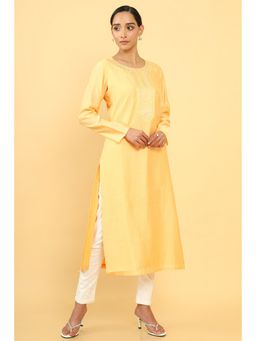 Soch - Women Yellow Chanderi Embellished & Sequined Kurta