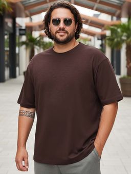 Bewakoof - Air 1.0 Men's Brown Oversized Plus Size T-shirt