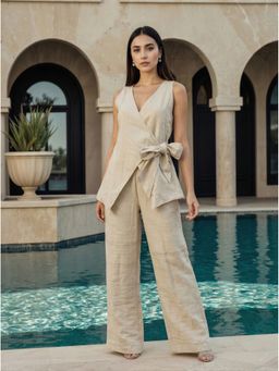 Naava - Women Ivory Asymmetrical Sleeveless Co-Ord Set