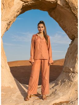 Naava - Women Sunlit Apricot Orange Plain Co-Ord Set