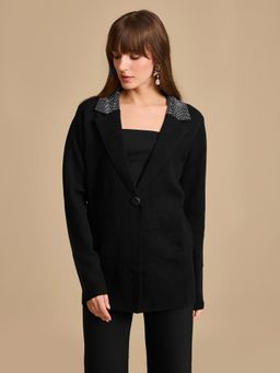 Kazo - Black Embellished Wintercoat