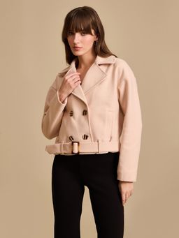 Kazo - Pink Double Breasted Felt Jacket with Belt (Set of 2)