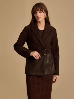 Kazo - Brown Pu & Felt Wintercoat