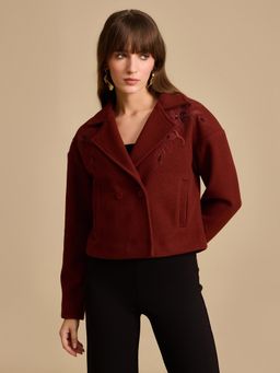 Kazo - Red Tonal Embroidery Felt Jacket