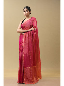 SARI KI ALMARI - Elegant Pink Solid Saree with Unstitched Blouse