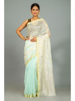 SARI KI ALMARI - Summery Aqua Woven Saree with Unstitched Blouse