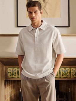 Andamen - Mens Casual Cream Triblend Cotton Knit Relaxed Fit Polo T-Shirt