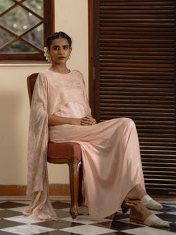 W - Light Pink Dupatta Drape Dress