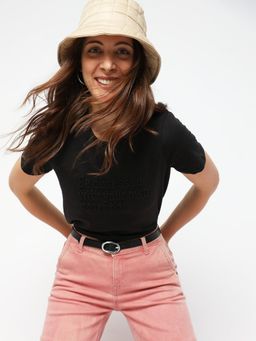 VERO MODA - Women Black Casual Wear T-shirt