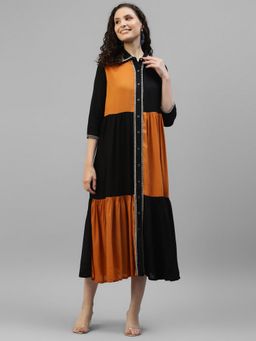 Deebaco - Black Colour Blocked Women Shirt Dress