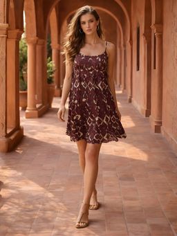 Don’t be basic - Women Brown Ethnic Motifs Mini Dress