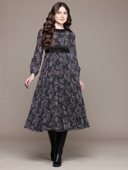 Label Ritu Kumar - Women Black Polka Dots Maxi Dress