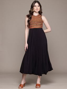 Label Ritu Kumar - Women Black Embroidered Maxi Dress