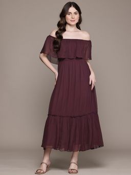 Label Ritu Kumar - Women Brown Plain Maxi Dress