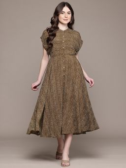 Label Ritu Kumar - Women Brown Polka Dots Maxi Dress