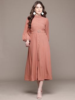 Label Ritu Kumar - Women Rust Plain Maxi Dress